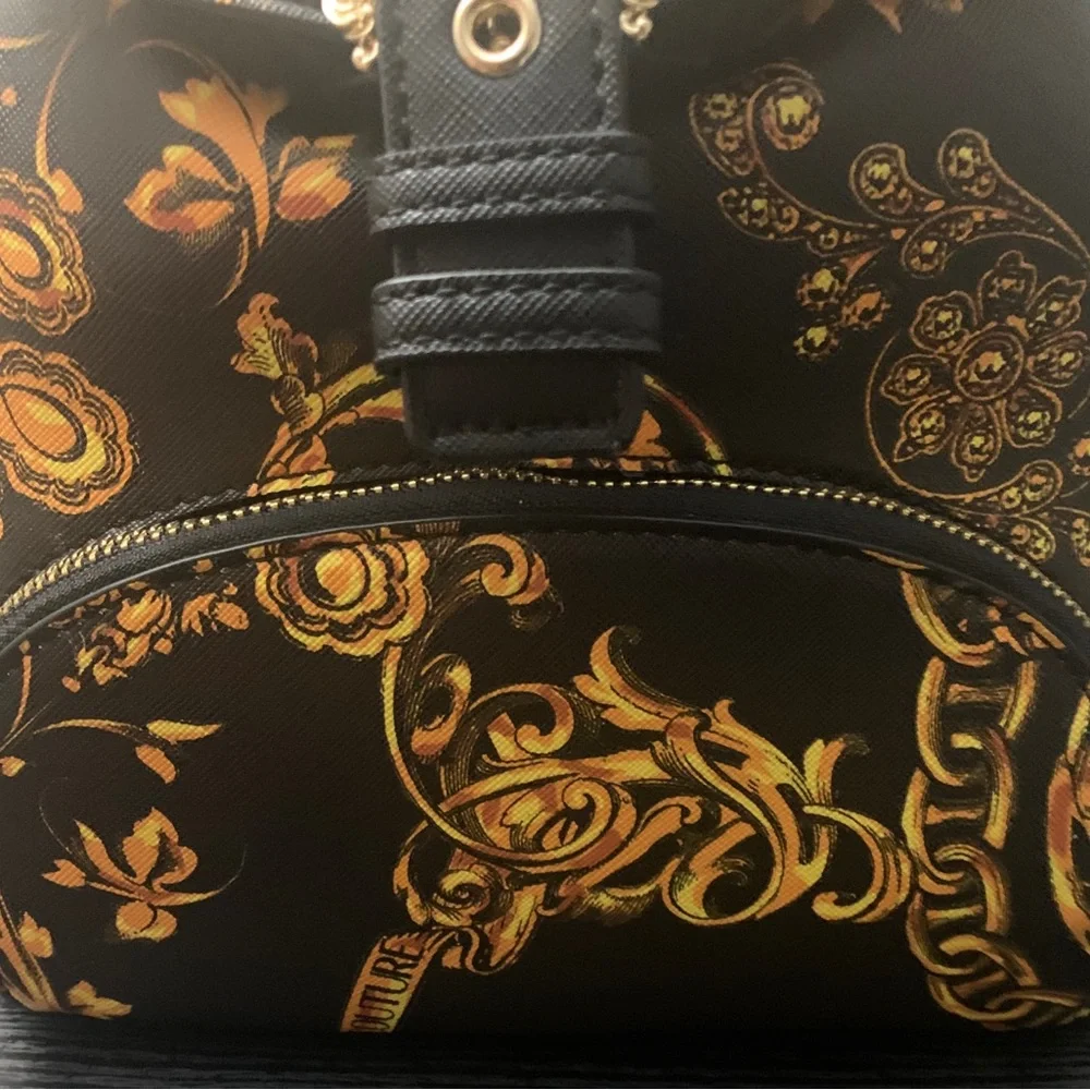 Versace Jeans Collection Black and Gold Baroque Backpack NWOT